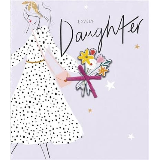 Polka Dot Dress & Flower Posy Design Daughter Birthday Card