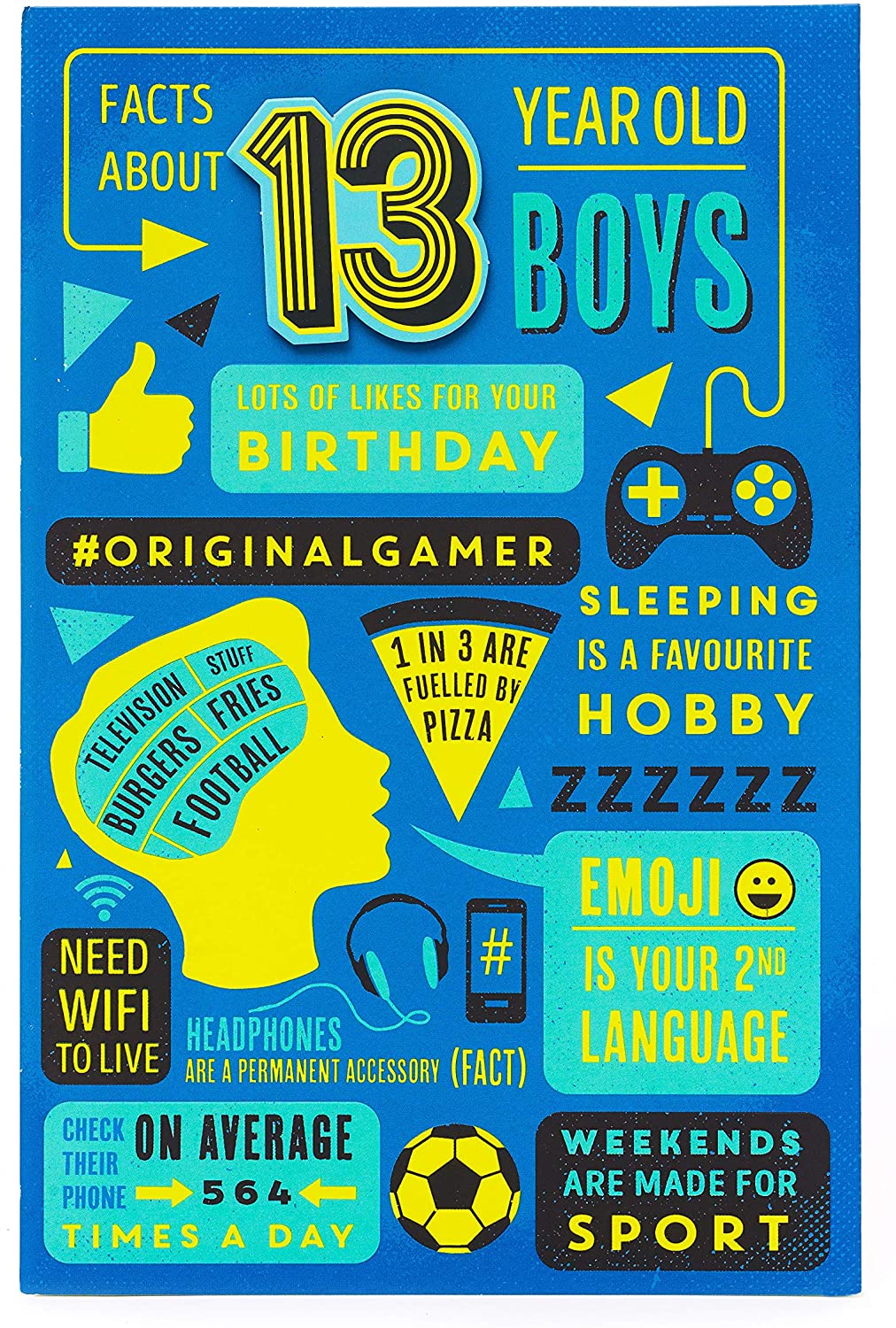 Watermark Birthday Card Teenager Age 13 Cool Gamer Games Boys