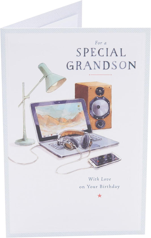 Laptop Design Grandson Birthday Card