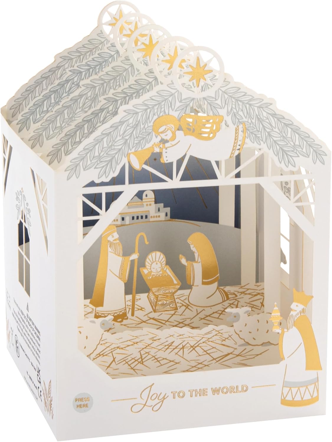 Nativity Scene 3D & Pop Up Shadowbox Musical Light Up Christmas Card,