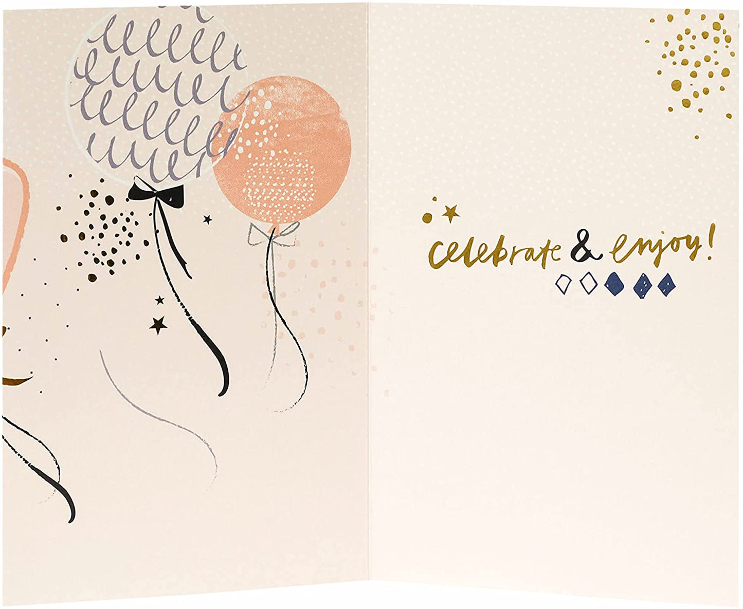 Pink and Gold Balloons Birthday Card