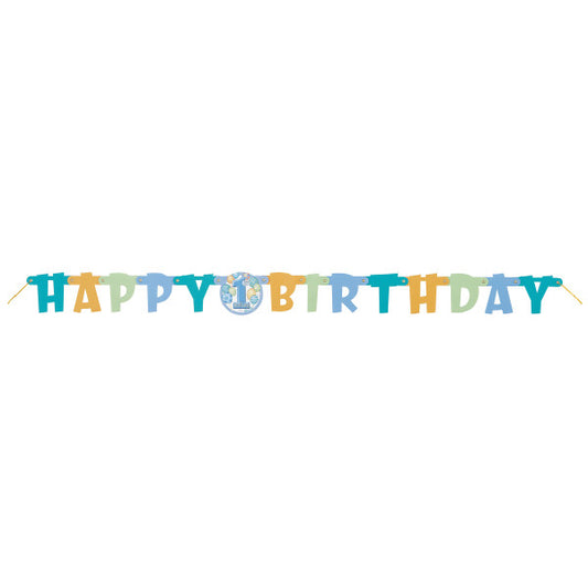 First Birthday Blue Balloons Jointed Banner