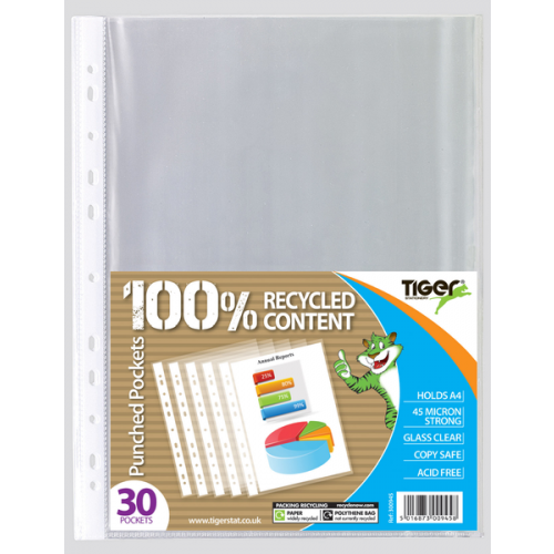 Pack of 30 A4 Punched Pockets