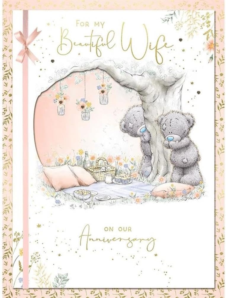 Bears Hiding Behind Tree Beautiful Wife Boxed Anniversary Card