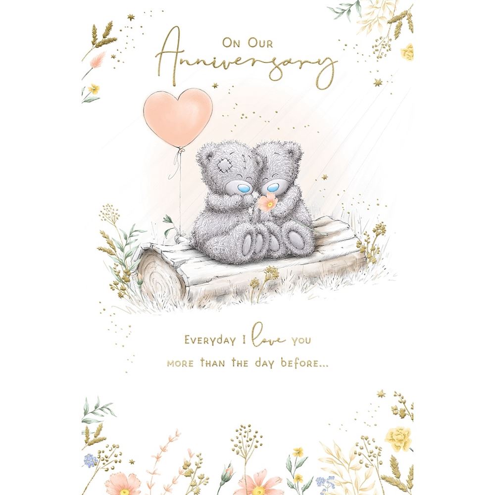 Bears Snuggling On Log Our Anniversary Card