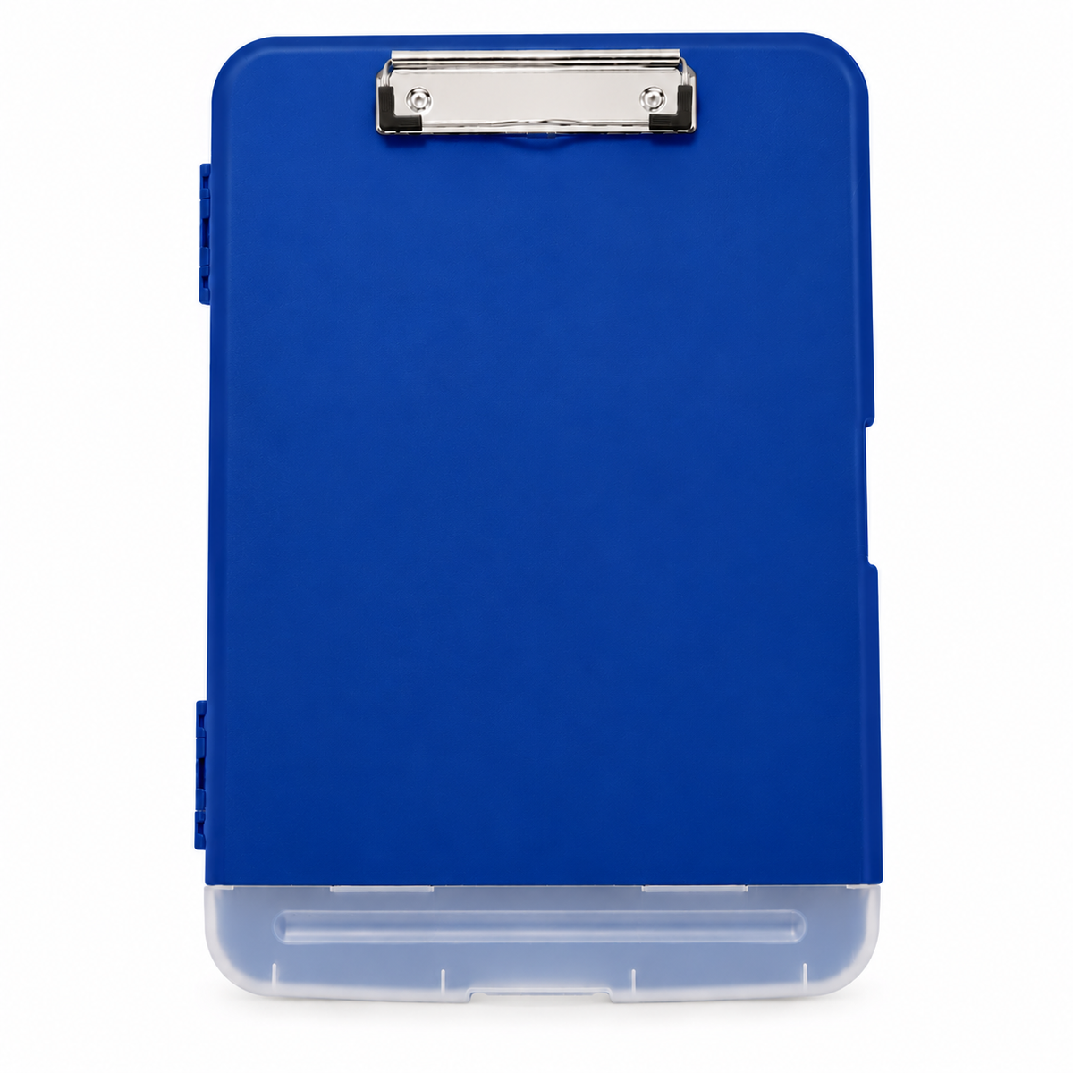 Pack of 12 A4 Blue Plastic Clipboard Box Files With Pencil Holder - Storage Filing Case