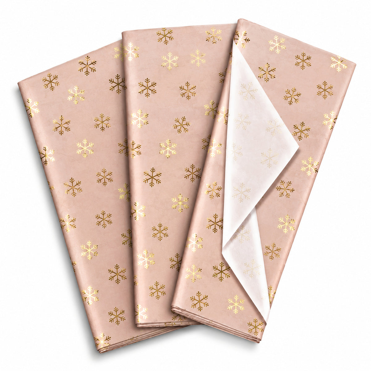 Pack of 5 Snowflakes Dots Design 50 x 70 cm Luxury Gold Foil Tissue Sheets - Christmas, Winter, Celebration
