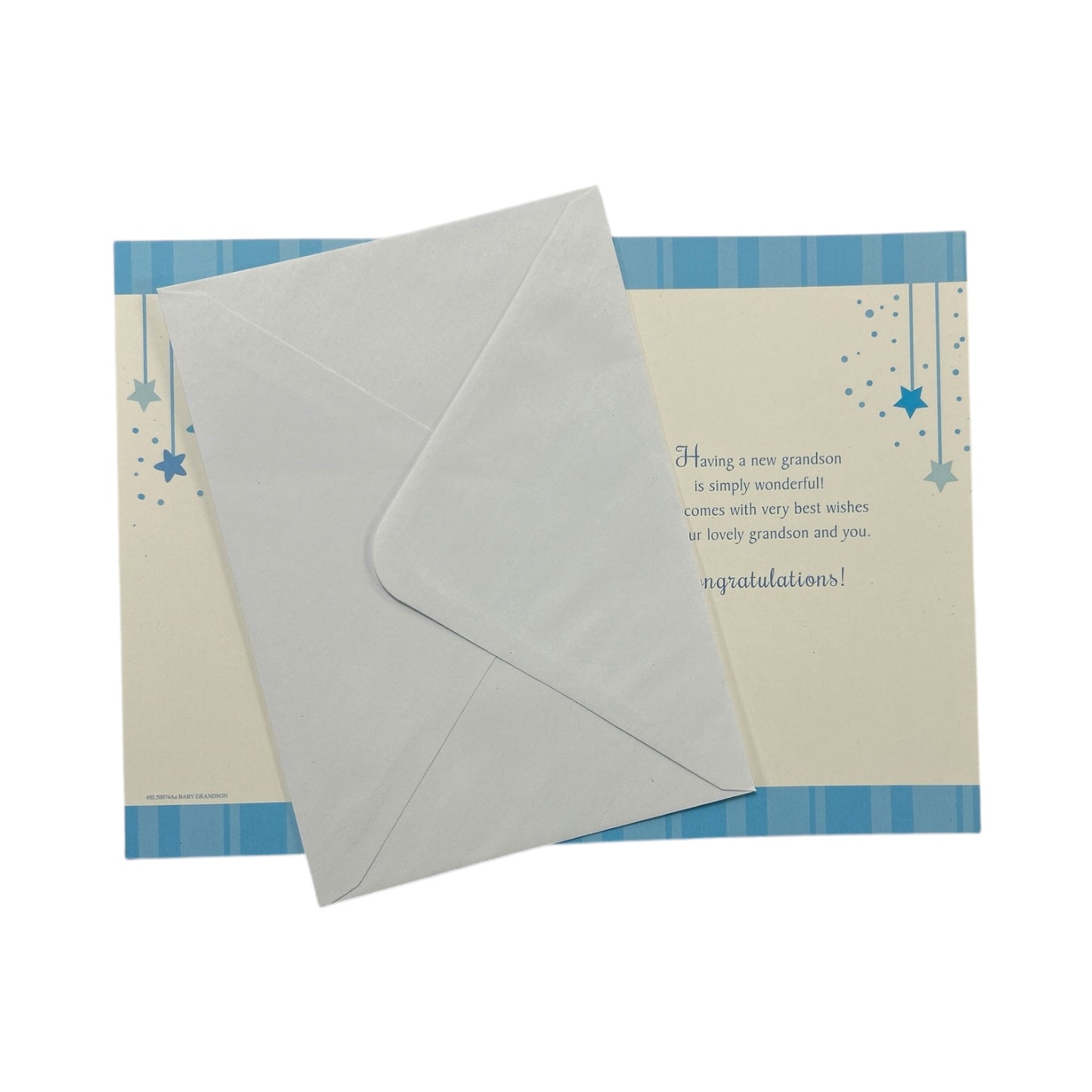 On The Birth Of Baby Grandson Teddy Holding Banner Design Congratulations Card
