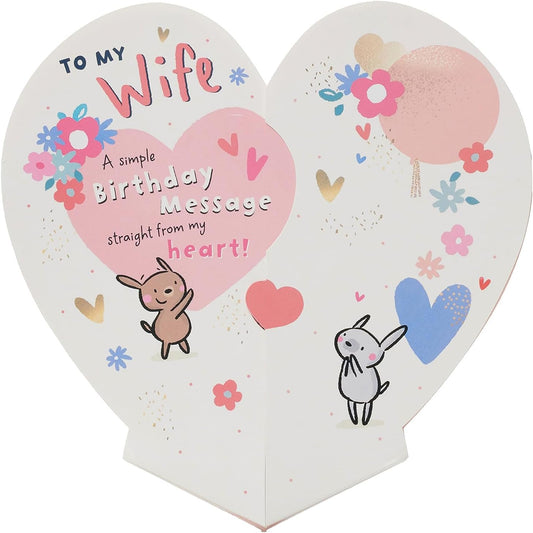 Pop Up Heart Shape Wife Birthday Card