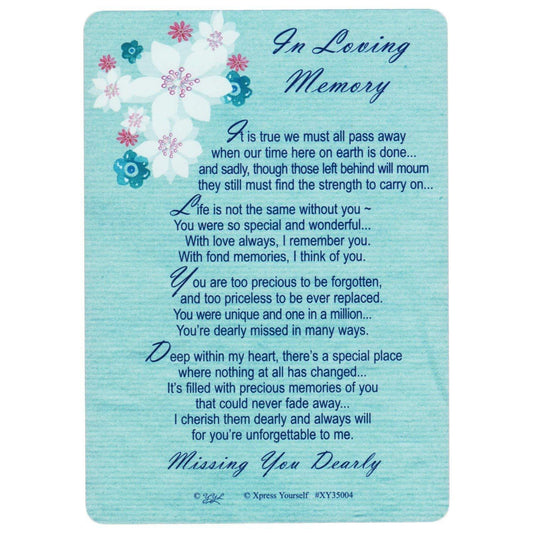 In Loving Memory Memorial Graveside Xpress Yourself Keepsake Wallet Purse Card