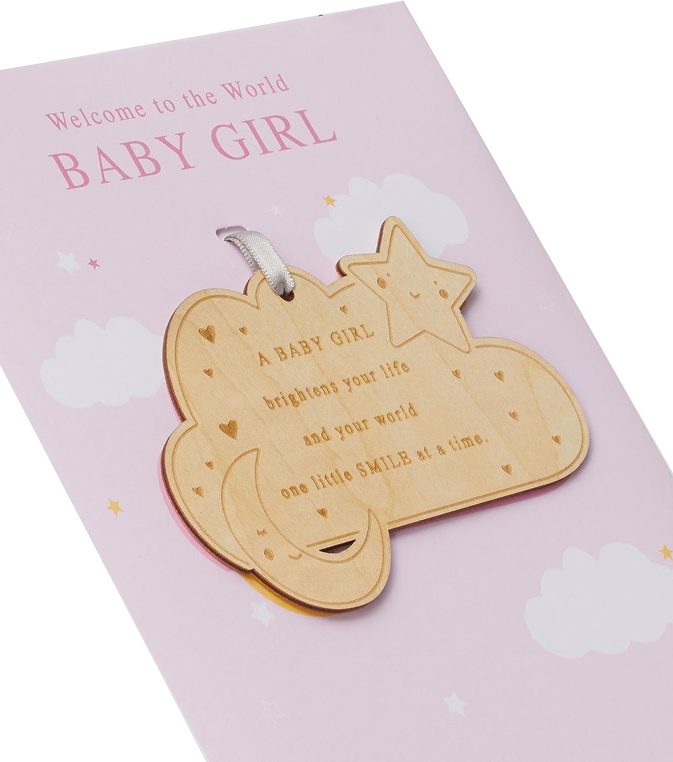 Pink Cloud Design New Baby Girl Congratulations Card