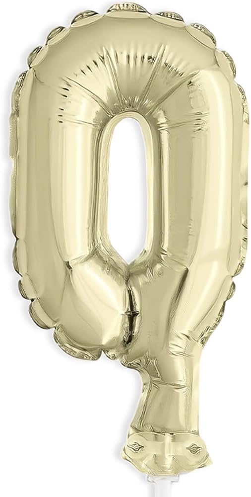 Gold Foil Number 0 Balloon Cake Topper 5"
