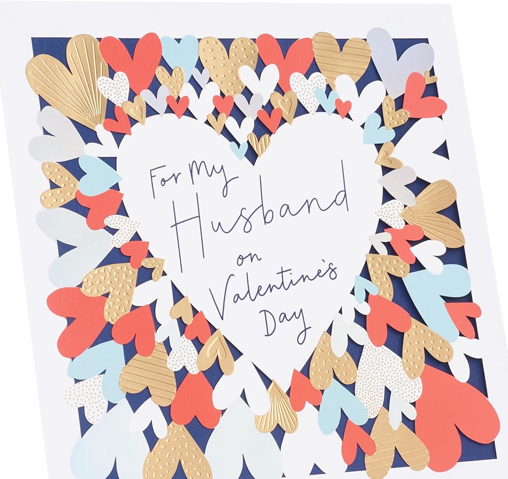Laser Cut Hearts Design Husband Valentine's Day Card