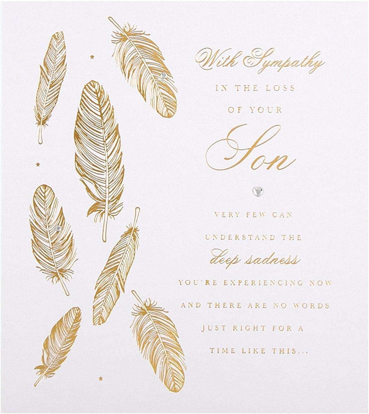 Feathers Design Sympathy Card "Loss of Son"