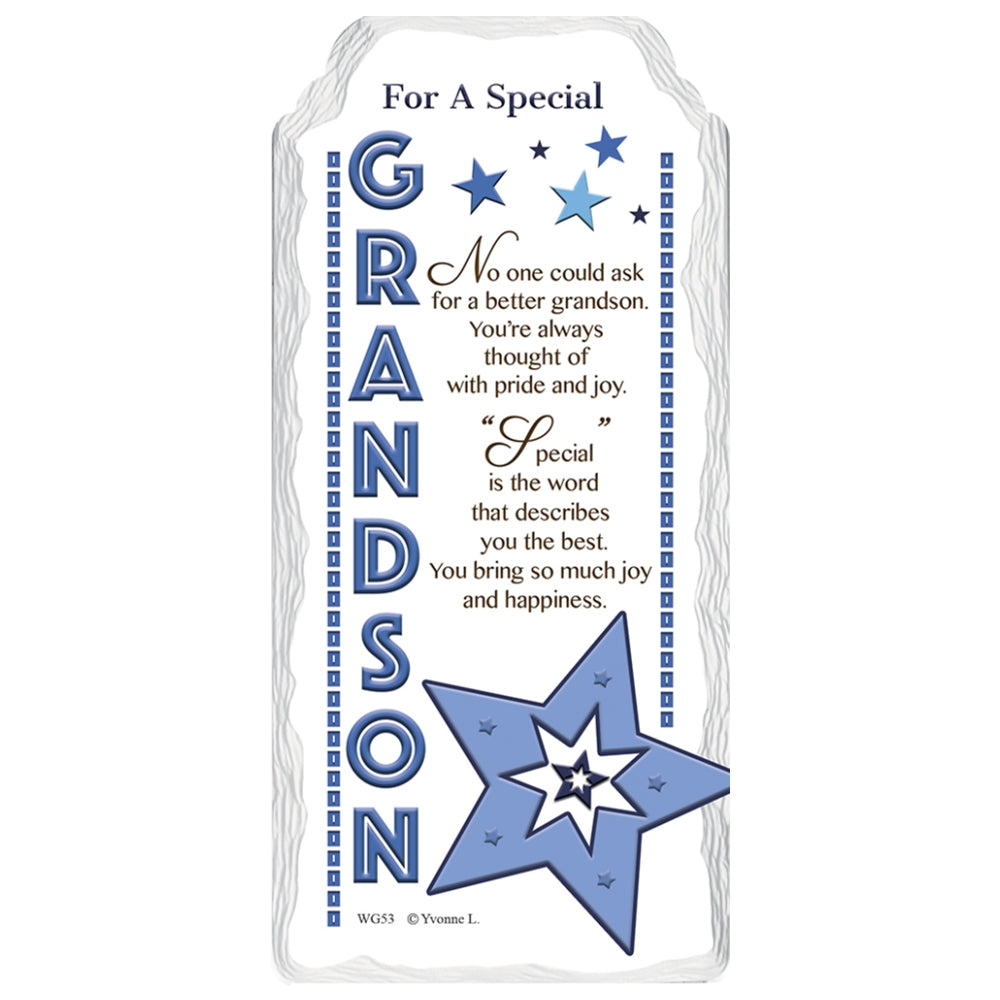 For a Special Grandson Star Design Sentimental Handcrafted Ceramic Plaque