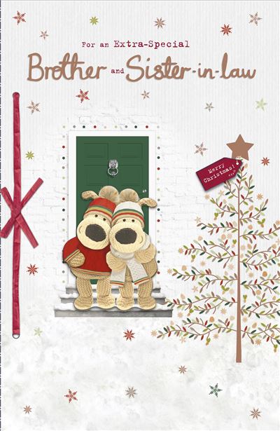 Brother & Sister In Law Boofles Stood on The Door Step Christmas Card