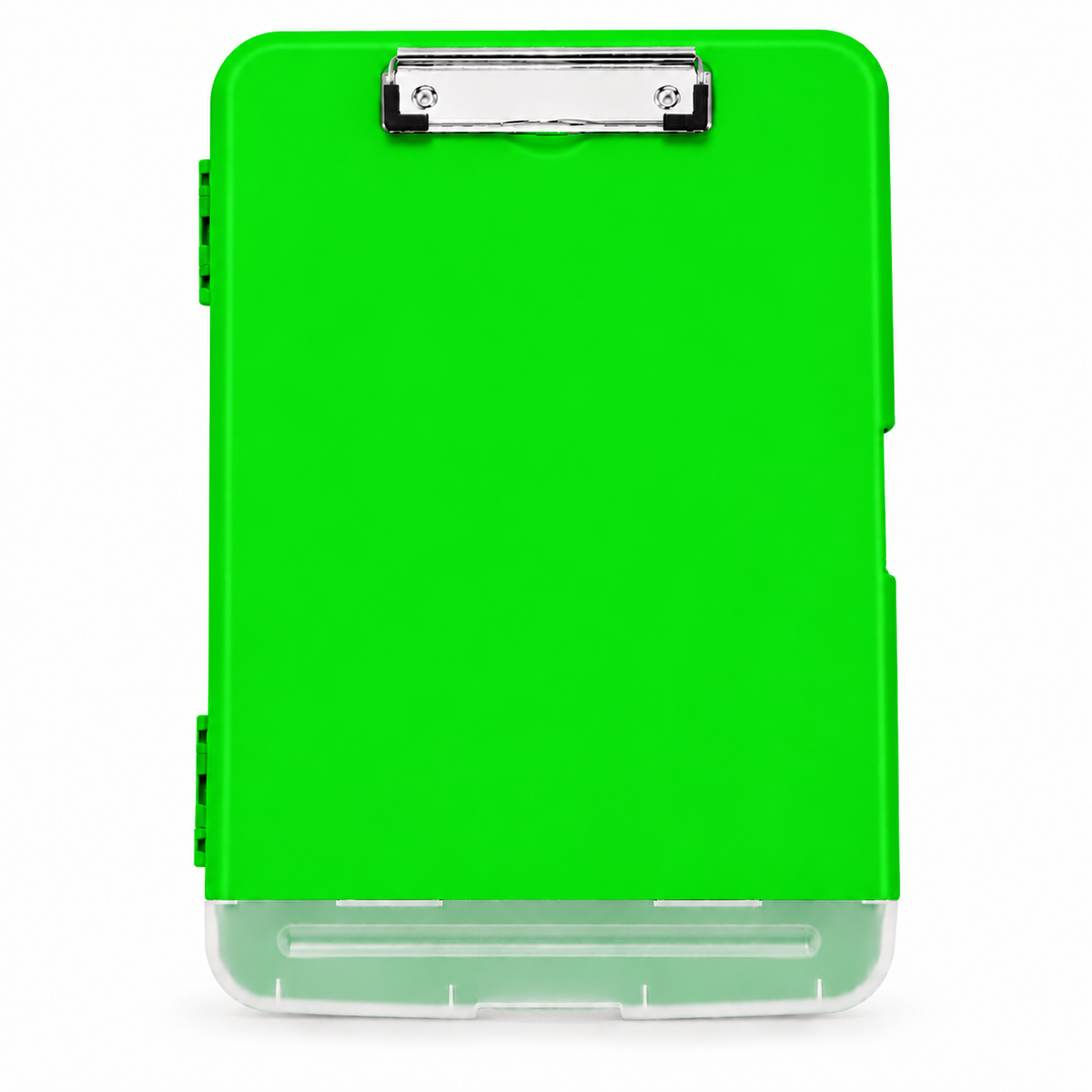 Pack of 6 A4 Green Plastic Clipboard Box Files With Pencil Holder - Storage Filing Case