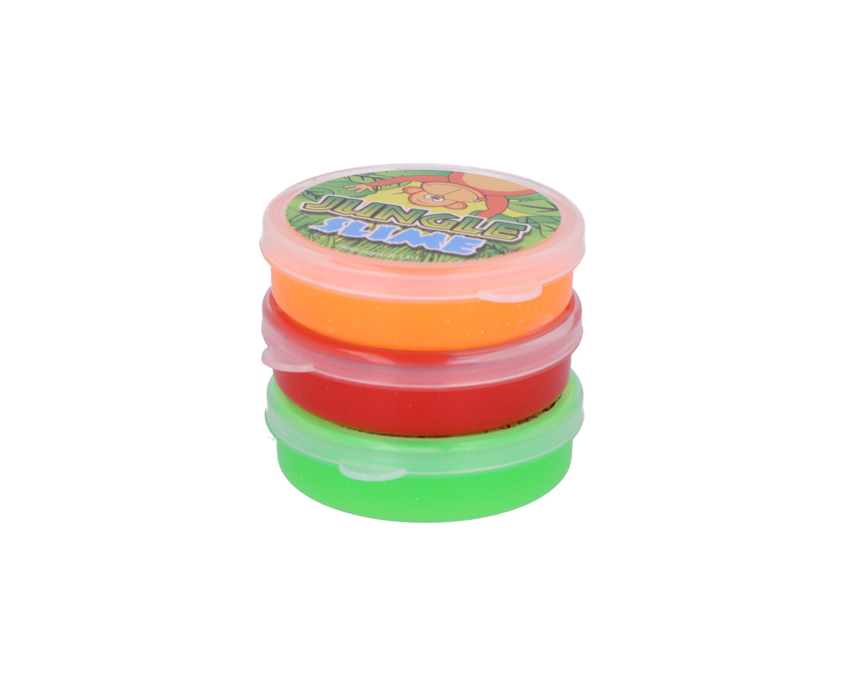 Pack of 12 Jungle Animal Slime Tubs - Pocket Money Toys Party Bag Filler