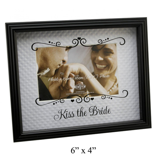 Wedding Bride & Groom Glass Printed Picture Photo Frame "Kiss The Bride"