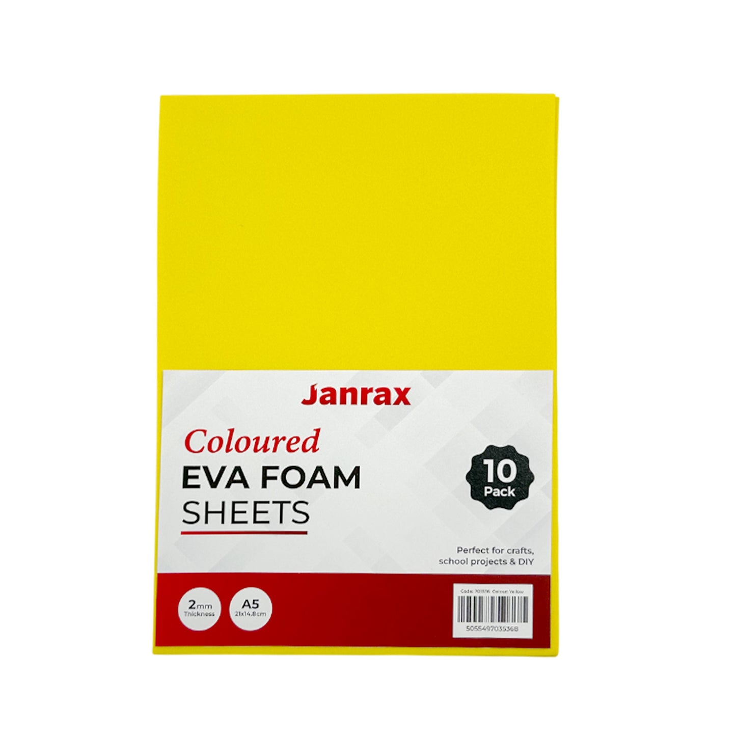 Pack of 50 A5 Yellow Coloured EVA Foam Sheets