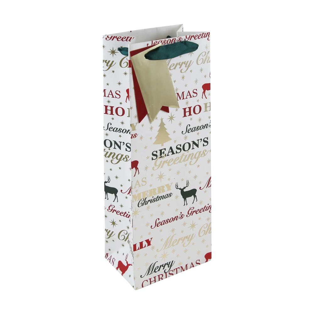 Christmas Greetings Stag Bottle Gift Bag