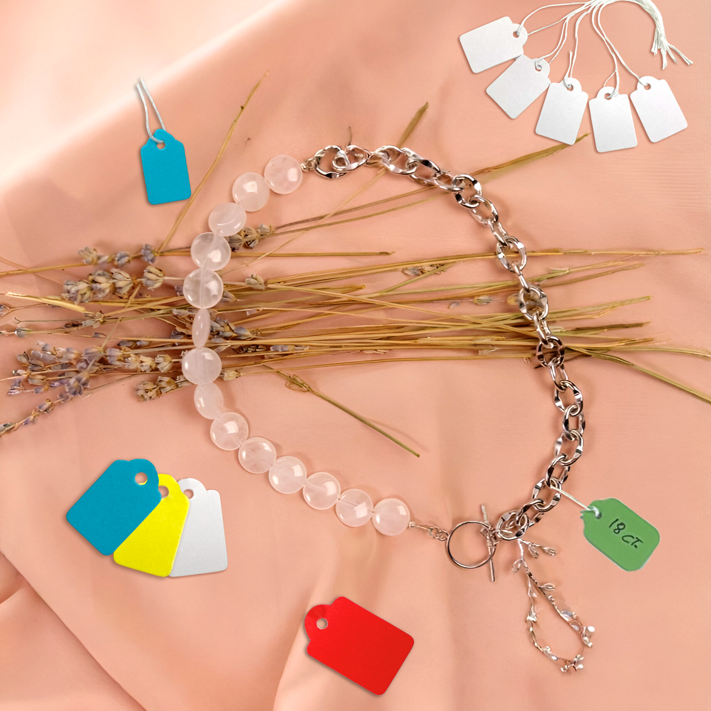 Pack of 200 Small Buff Strung Tags 13 x 20mm