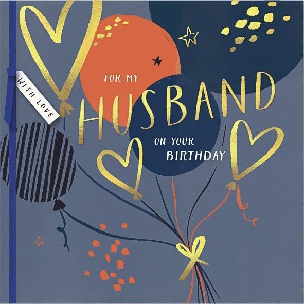 Graphics Hearts and Balloons Husband Birthday Card