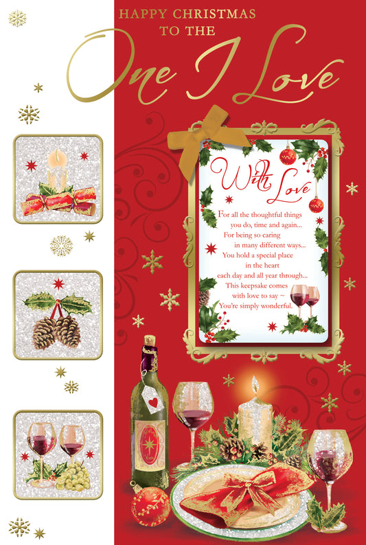 One I Love Champagne Bottle Design Christmas Card