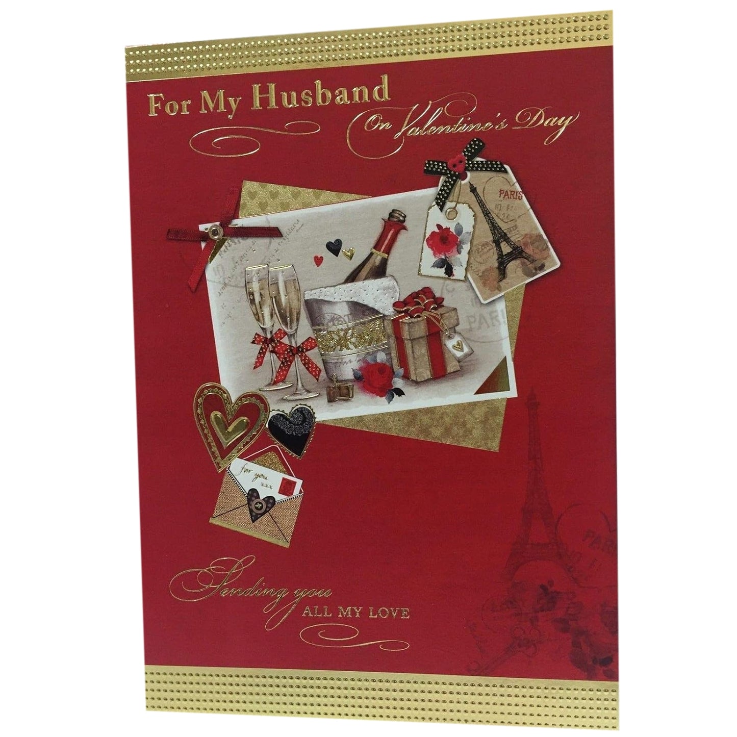 For My Husband Traditional Gold Foil Valentine's Day Greeting Card With Nice Verse