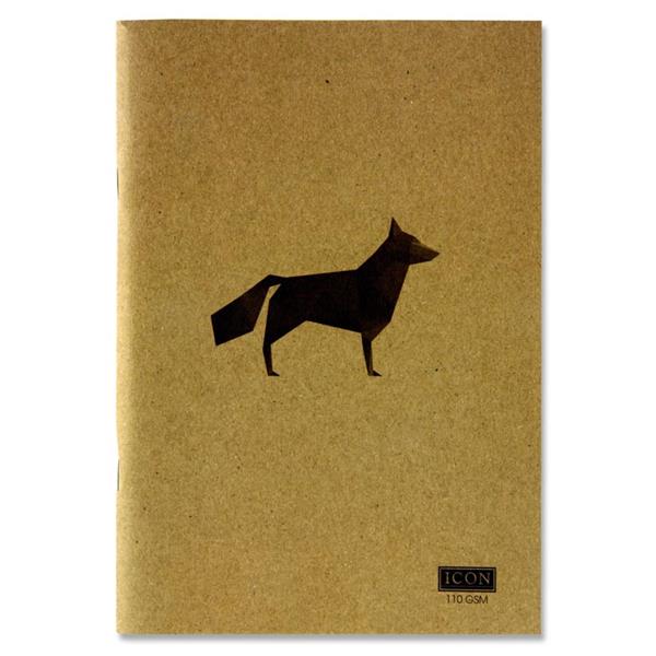 A5 80 Pages 110gsm Animalia Design Kraft Sketch Book by Icon Art