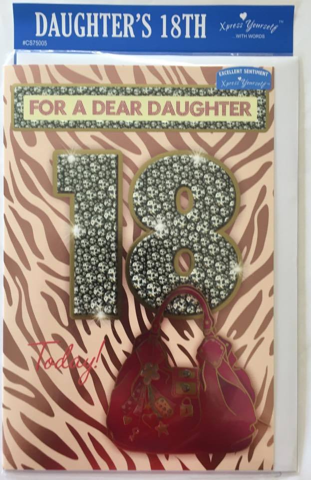 Daughter Age 18 Today! Morden Fashion Sentiment Verse 18th Birthday Greeting Card