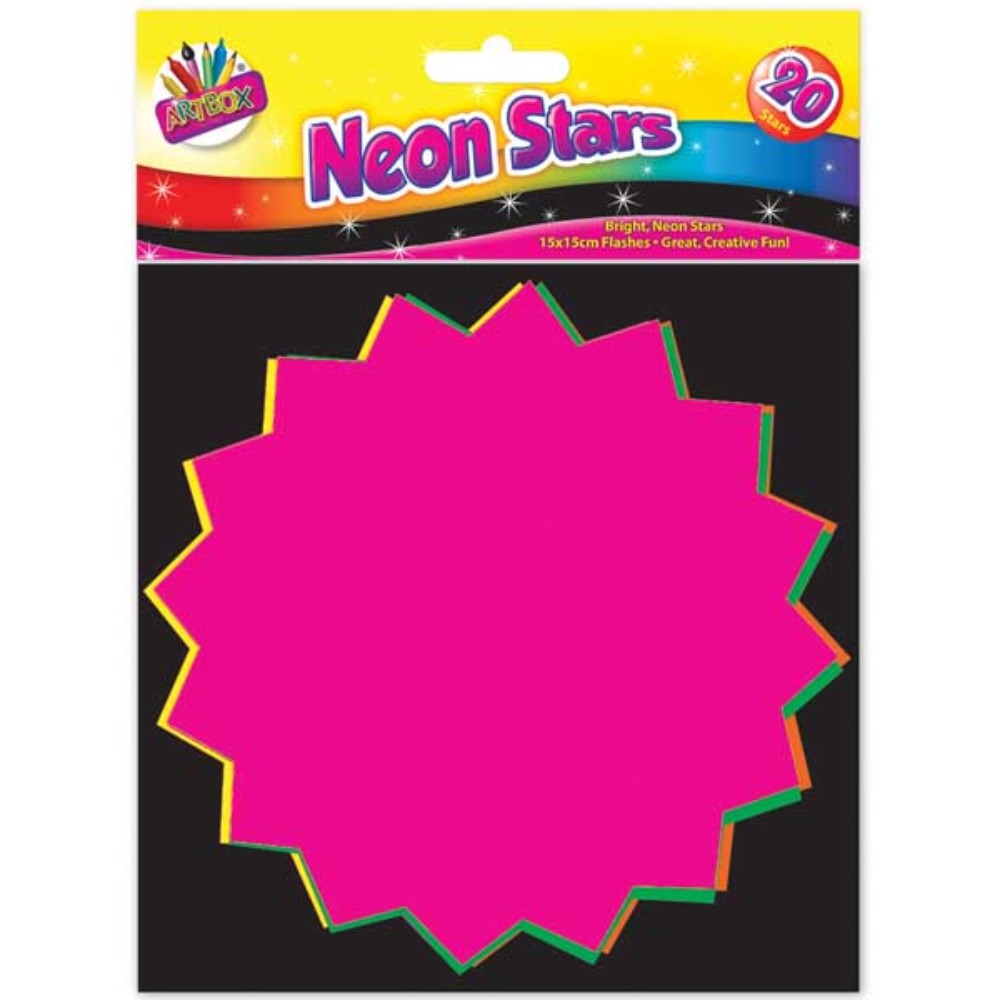 Pack of 20 15x15cm Fluorescent Stars