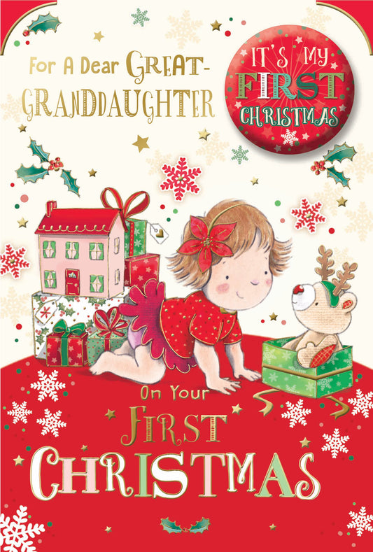 For a Dear Great Granddaughter First Christmas Card