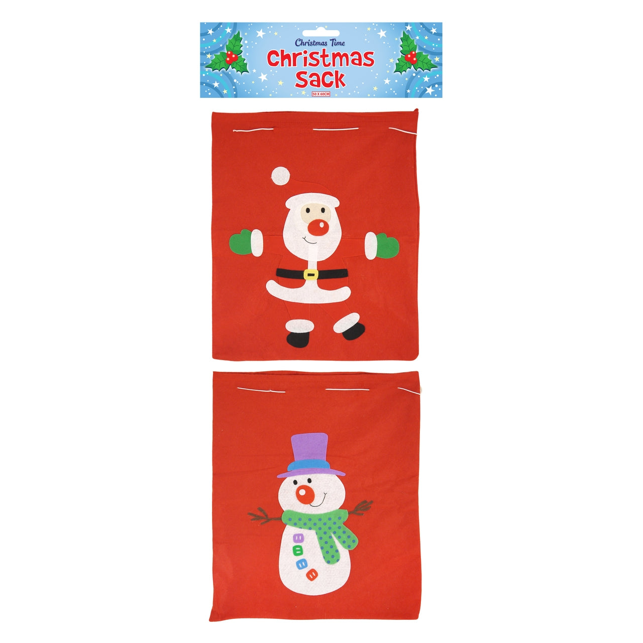 Santa and Snowman Design Christmas Sack 50 X 60 Cm
