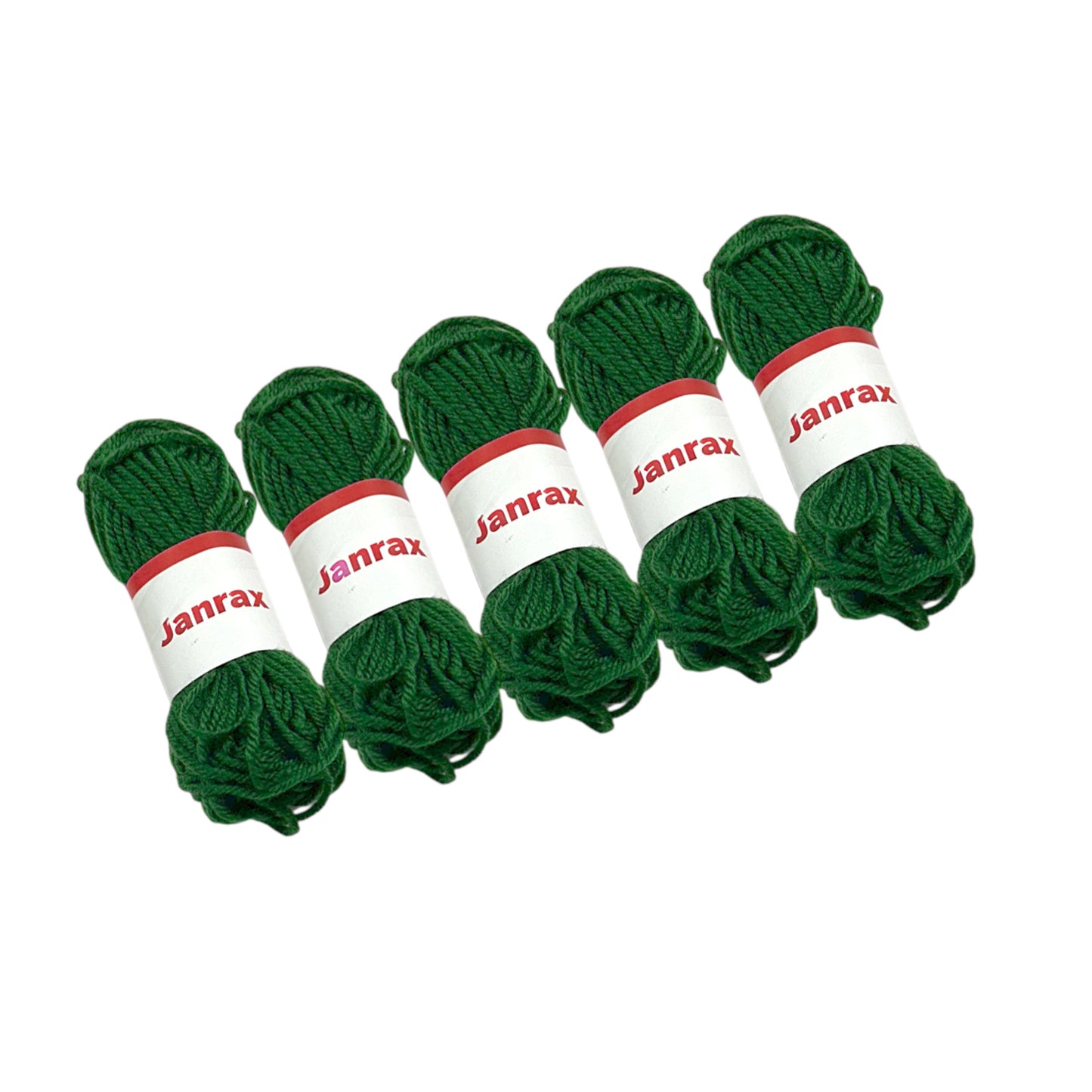 Pack of 5 Dark Green Acrylic Yarn Rolls – 10g each, 4 Strand 8 Ply Knitting Wool