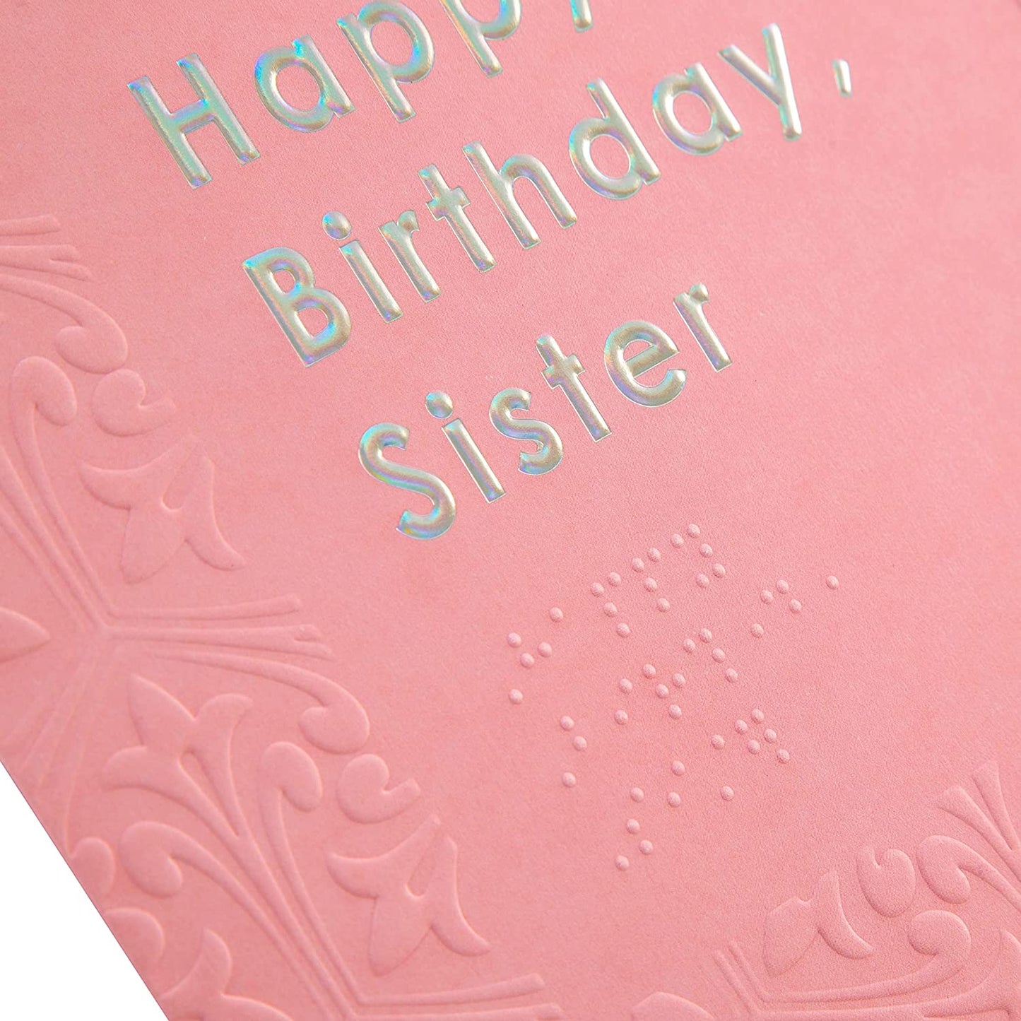 Contemporary Patterned Design Braille Birthday Card for Sister