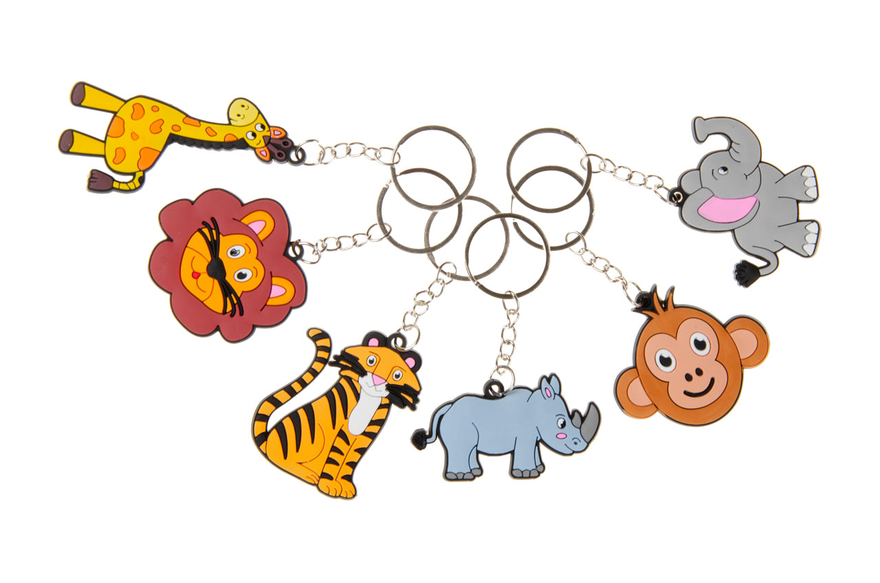 Pack of 12 Wild Animal Design Keychains