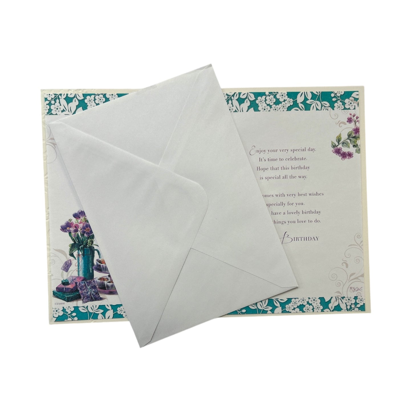 Open Female Celebrity Styled Floral Design Birthday Card