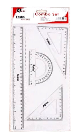 4 Piece Ruler Set - Ruler Square Protractor