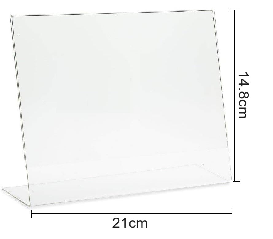 Pack of 6 A5 Horizontal L-Shape Transparent Acrylic Label Sign Holder