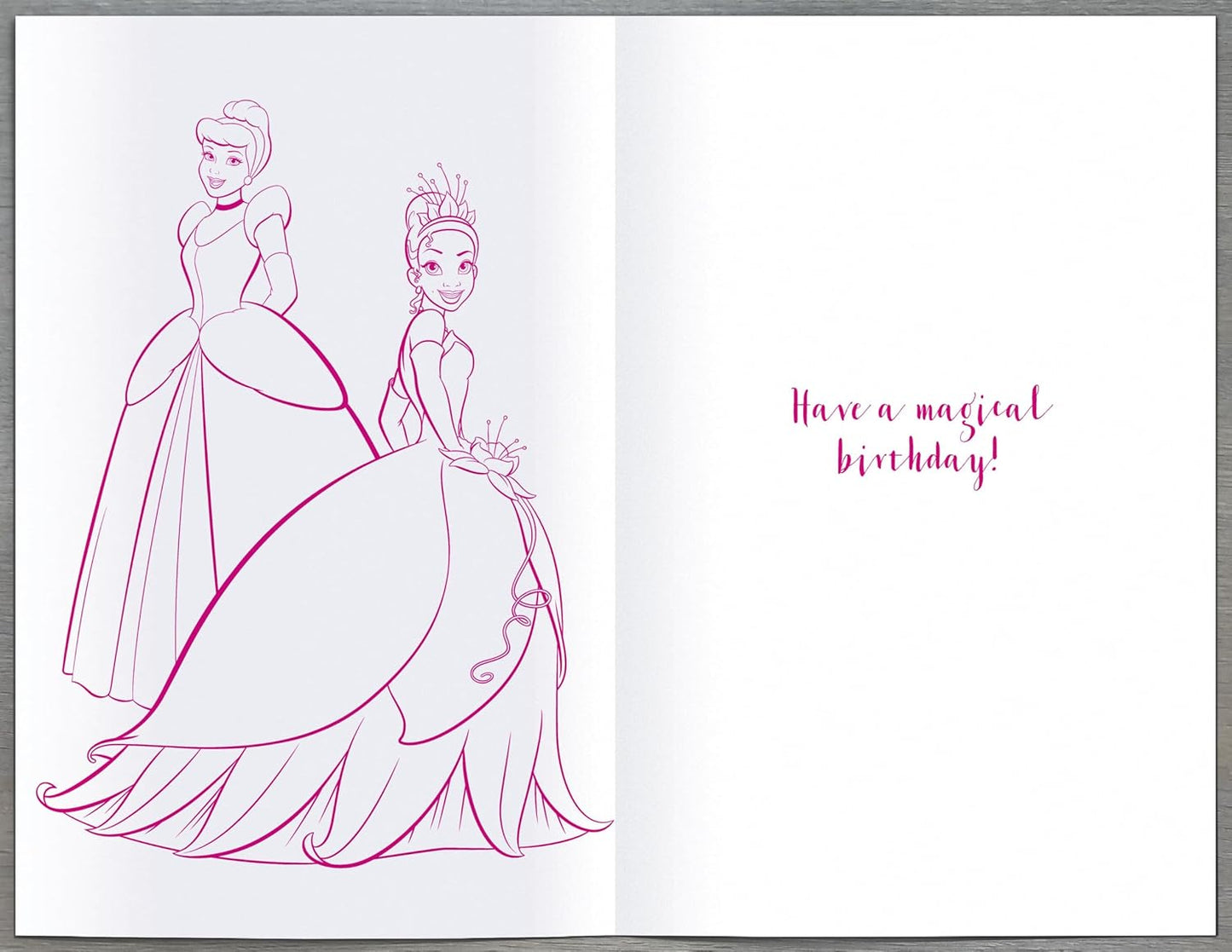 Princess Group Cinderella, Rapunzel, Tiana Design Birthday Girl Card