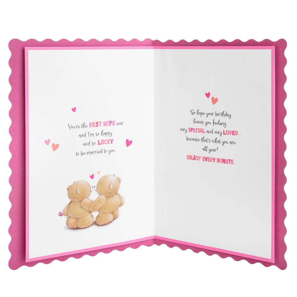 Cute Forever Friends & Hearts Design Wife Birthday Card