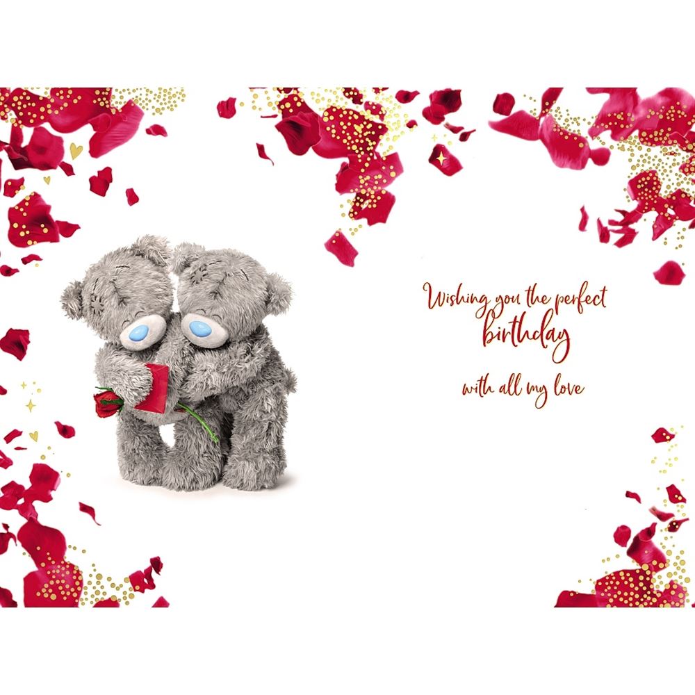Bears With Rose And Envelope 3D Holographic Wife Birthday Card