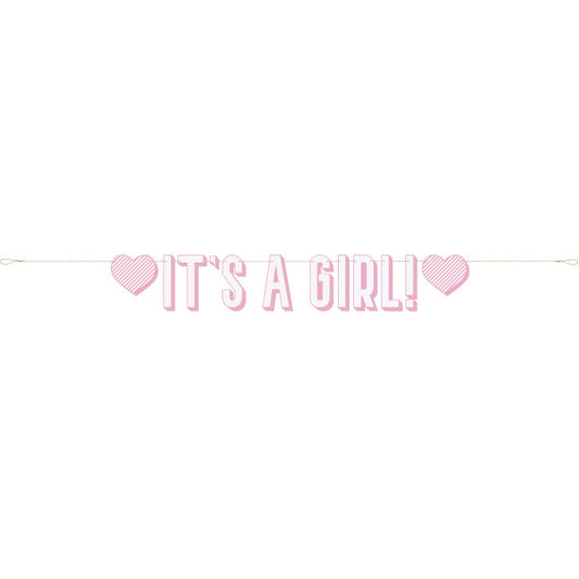 Pink "It's a Girl" Letter Banner