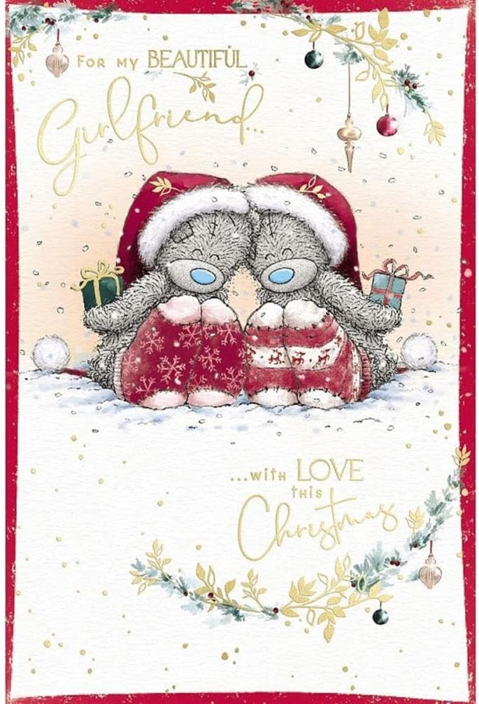Bears Wearing Socks With Gifts Beautiful Girlfriend Christmas Card