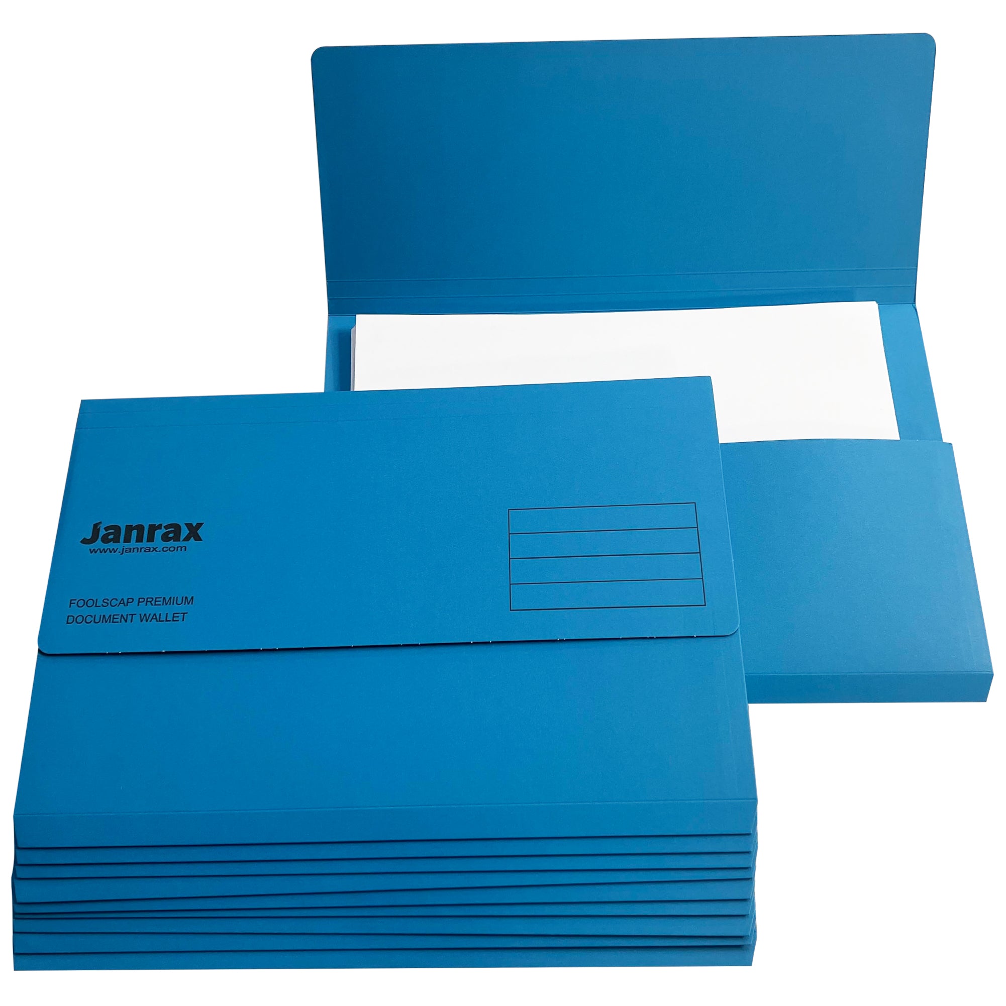 Pack of 50 Blue Card Premium Foolscap Document Wallets– Shop Inc