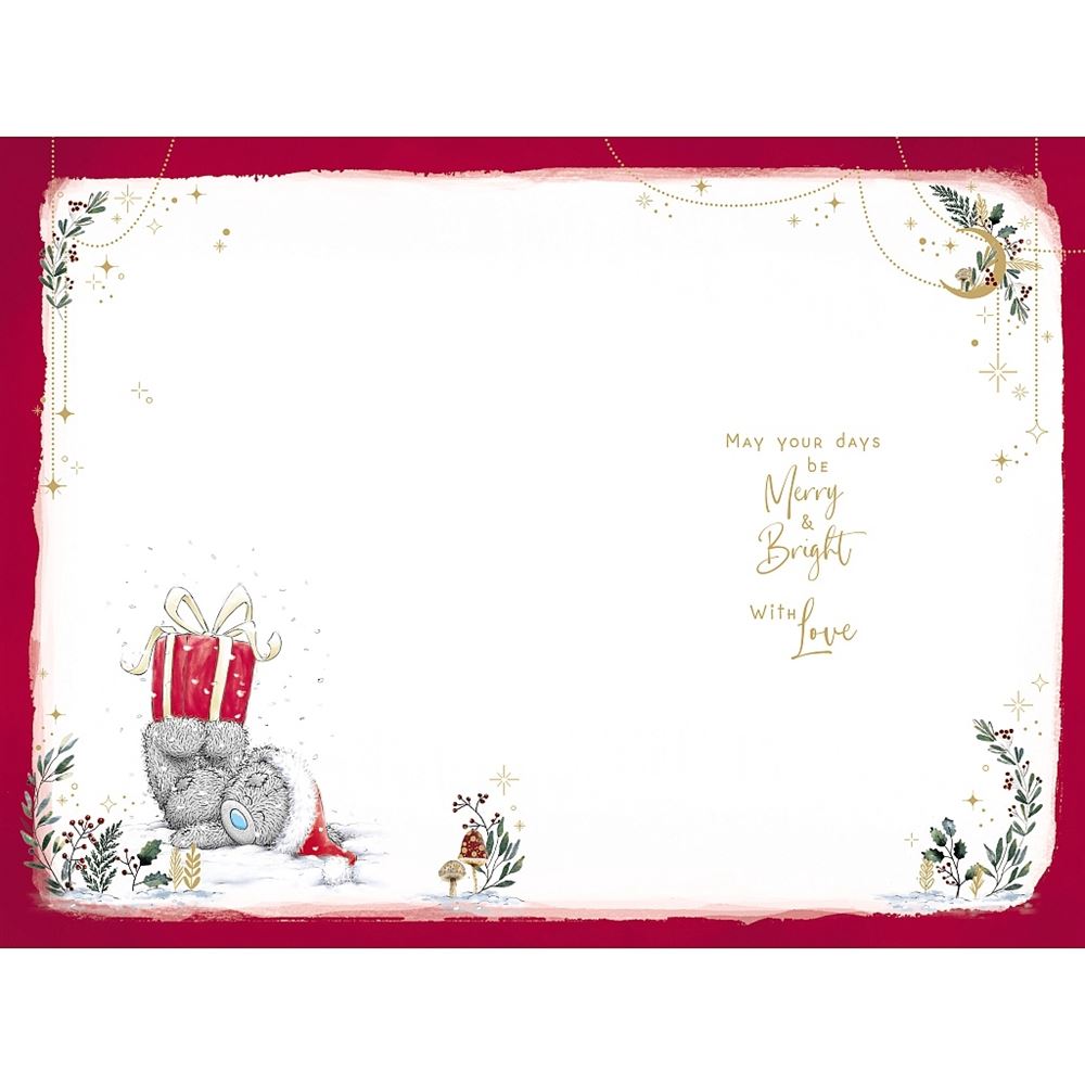 Bear With Presents Behind Mum Christmas Card