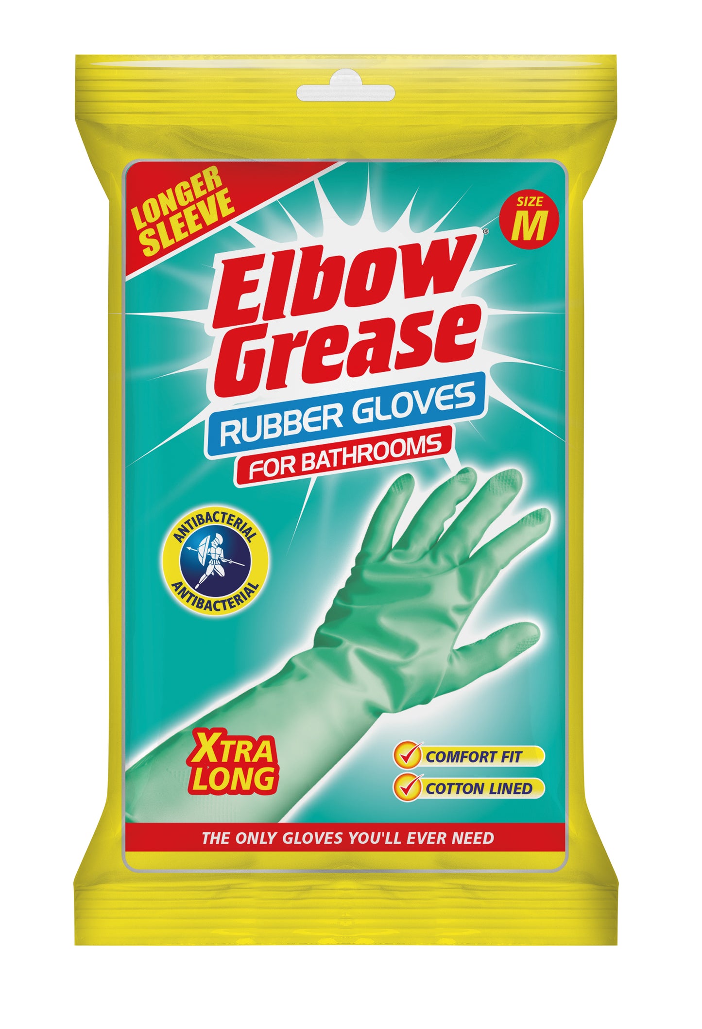 Single Elbow Grease Antibacterial Medium Size Bathroom Cleaning Gloves