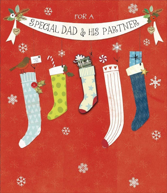 For A Special Dad And His Partner Greeting Christmas Card 