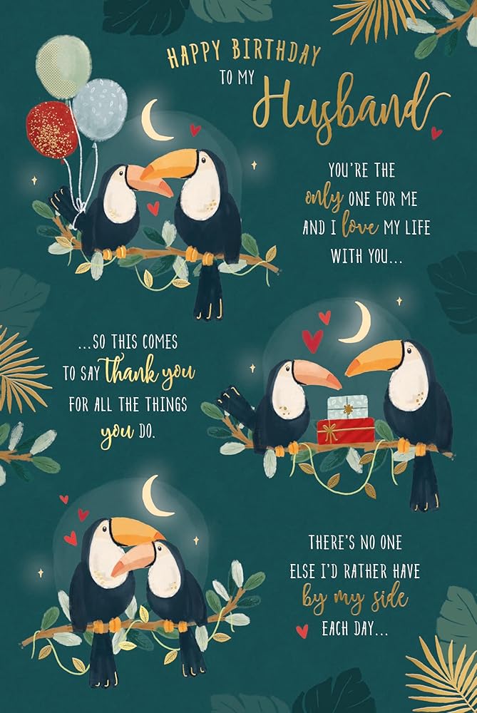 Toucans Design With Loving Words Husband Birthday Card
